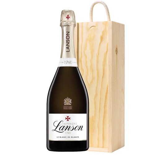 Lanson Le Blanc de Blancs Champagne 75cl In Pine Wooden Gift Box